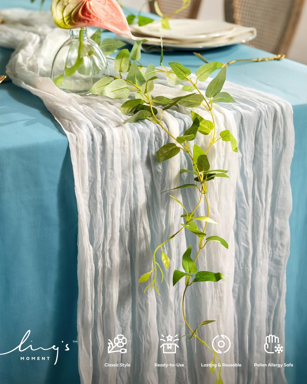 Artificial Clematis Cascading Greenery Garlands Vines | 4pcs, Hanging Bushes, Cascading Trailing Stems for Wedding Bouquets, Arches, Backdrops & Floral Arrangements
