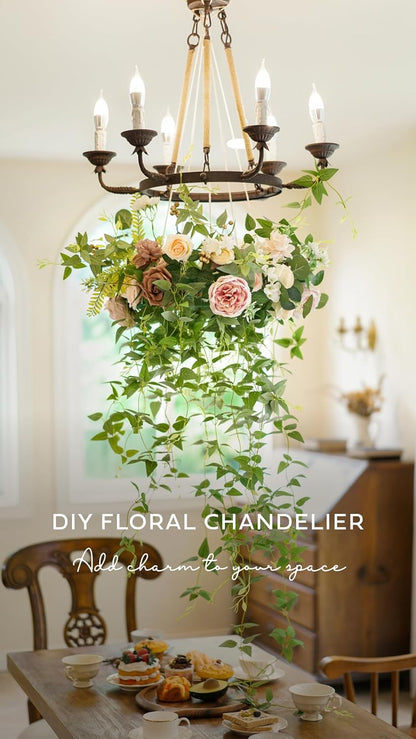Artificial Clematis Cascading Greenery Garlands Vines | 4pcs, Hanging Bushes, Cascading Trailing Stems for Wedding Bouquets, Arches, Backdrops & Floral Arrangements