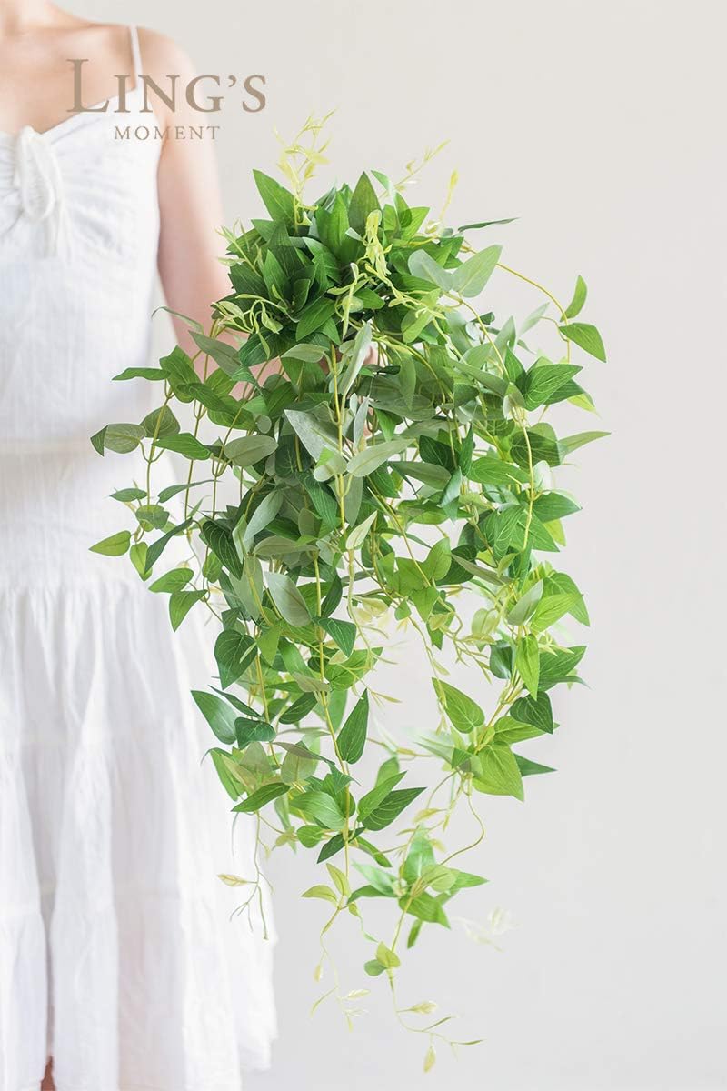 Artificial Clematis Cascading Greenery Garlands Vines | 4pcs, Hanging Bushes, Cascading Trailing Stems for Wedding Bouquets, Arches, Backdrops & Floral Arrangements