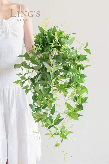 Artificial Clematis Cascading Greenery Garlands Vines | 4pcs, Hanging Bushes, Cascading Trailing Stems for Wedding Bouquets, Arches, Backdrops & Floral Arrangements