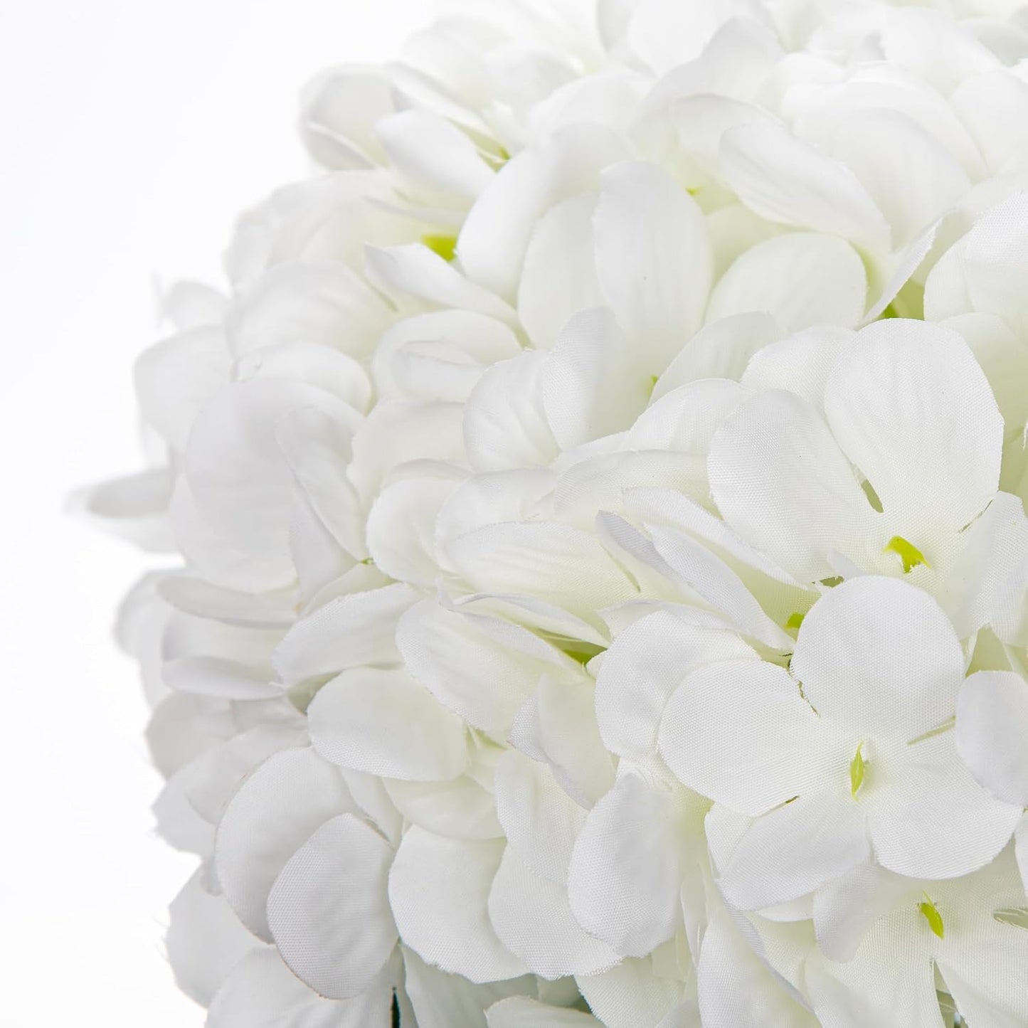Hydrangea Artificial Flowers with Vase White Silk Fake Flowers Arrangements in Glass Vase with Faux Water for Home Bathroom Office Table Centerpiece Shelf Decorations