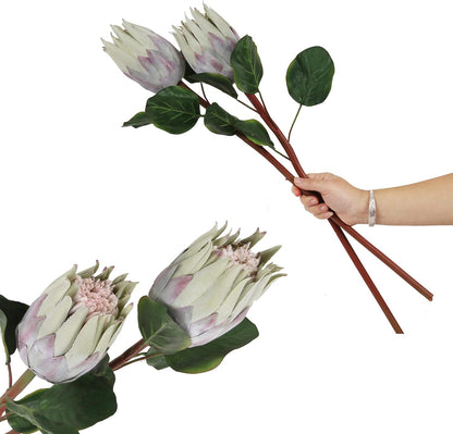 4pcs Artificial Protea Flower Buds,26 Inch Super Long Stem Faux Protea Artificial Flower Bud, Silk Protea Bud for Home Decor Centerpiece Crafts Wedding Bouquet,Dark Red