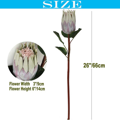 4pcs Artificial Protea Flower Buds,26 Inch Super Long Stem Faux Protea Artificial Flower Bud, Silk Protea Bud for Home Decor Centerpiece Crafts Wedding Bouquet,Dark Red