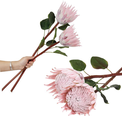 4pcs Artificial Protea Flower Buds,26 Inch Super Long Stem Faux Protea Artificial Flower Bud, Silk Protea Bud for Home Decor Centerpiece Crafts Wedding Bouquet,Dark Red