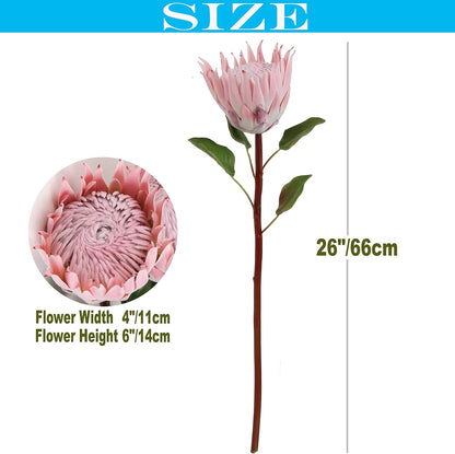 4pcs Artificial Protea Flower Buds,26 Inch Super Long Stem Faux Protea Artificial Flower Bud, Silk Protea Bud for Home Decor Centerpiece Crafts Wedding Bouquet,Dark Red