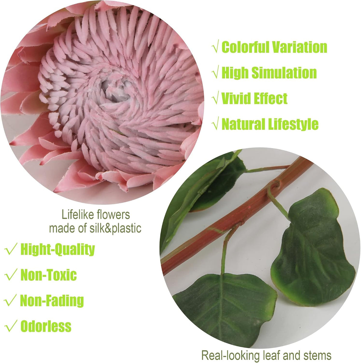 4pcs Artificial Protea Flower Buds,26 Inch Super Long Stem Faux Protea Artificial Flower Bud, Silk Protea Bud for Home Decor Centerpiece Crafts Wedding Bouquet,Dark Red