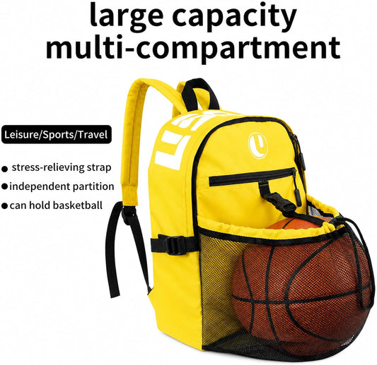 Basketball Backpack with Separate Ball Compartment & Shoe Storage - Durable Sports Bag for Kids & Youth, Water-Resistant Gym Bag for Soccer, Volleyball, and Basketball Gear Training