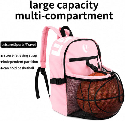 Basketball Backpack with Separate Ball Compartment & Shoe Storage - Durable Sports Bag for Kids & Youth, Water-Resistant Gym Bag for Soccer, Volleyball, and Basketball Gear Training