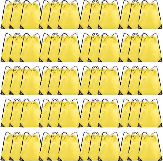 60 Pieces Drawstring Backpack Bulk Cinch Sackpack Ployster Drawstring Bags for Gym Party Trip(Yellow)
