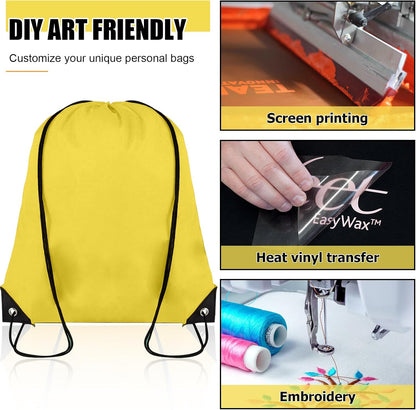 60 Pieces Drawstring Backpack Bulk Cinch Sackpack Ployster Drawstring Bags for Gym Party Trip(Yellow)