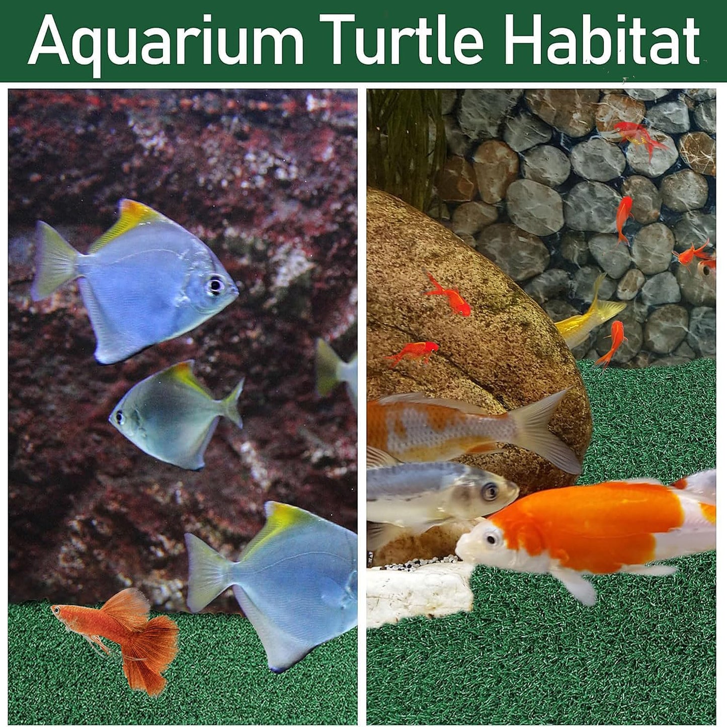Turtle Basking Platform, Turtle Aquarium Basking Artificial Grass Turf Basking Platform Accessories Grass Lawn, Pet Turf Artificial Fake Grass Mat
