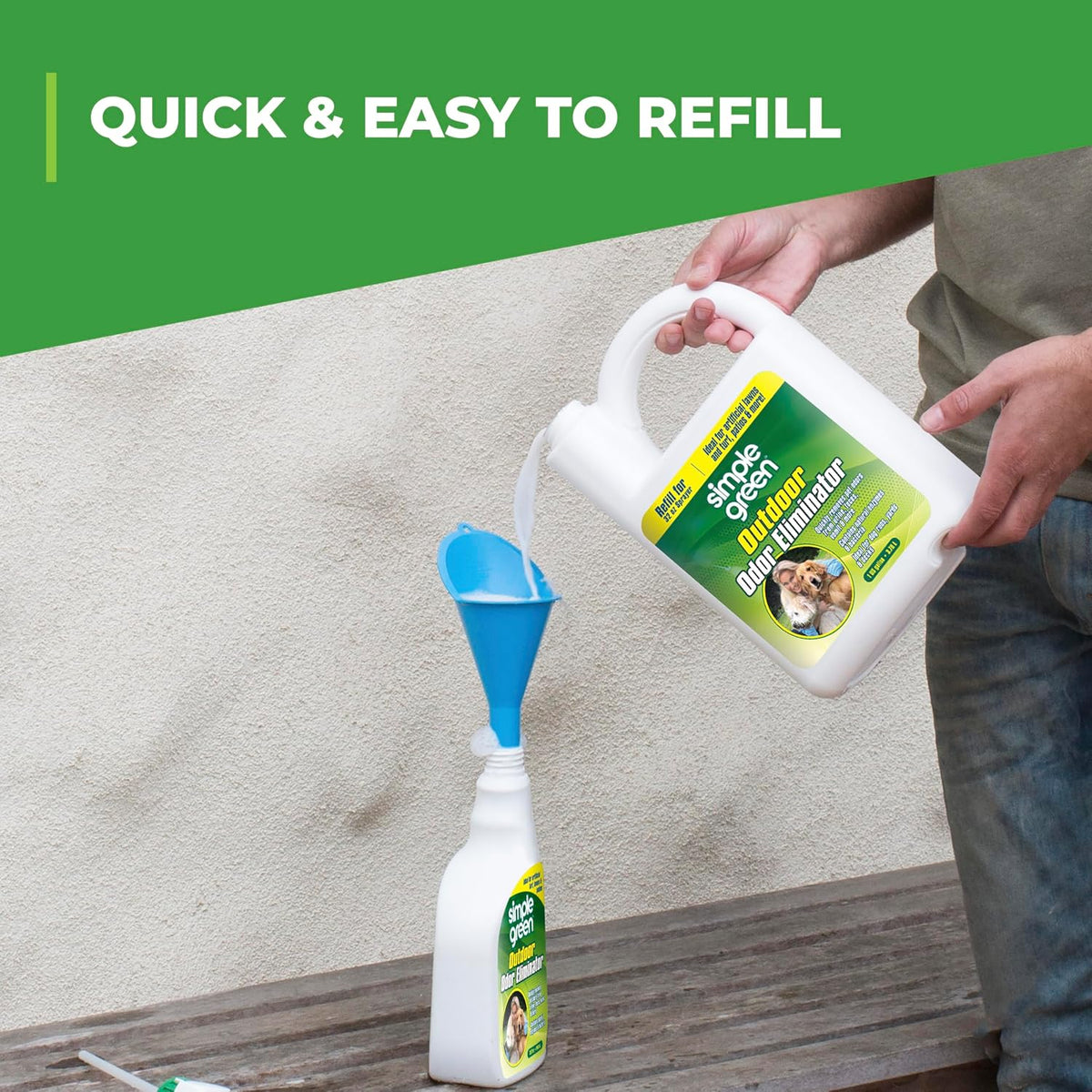 Outdoor Odor Eliminator for Pets, Dogs, Ideal for Artificial Grass & Patio (32 oz Hose End Sprayer)