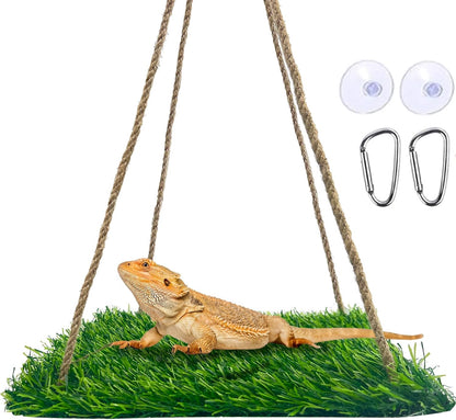 Large Green Bearded Dragon Hammock, Soft Reptile Lounger Terrarium Hanging Hammock for Hermit Crab, Lizard
