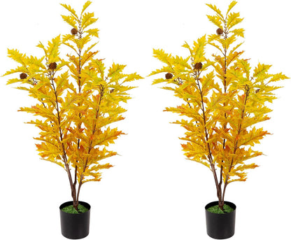 2 Packs 35.4-inch Artificial Maple Tree - Autumn Tree Artificial Plant Autumn Home Decoration, Suitable for Halloween, Thanksgiving, Indoor and Outdoor environments with Simulated Plants