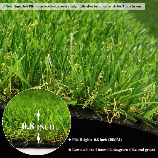 Artificial Grass 4 x 6 Ft, 0.8 inch Green Fake Grass Mat