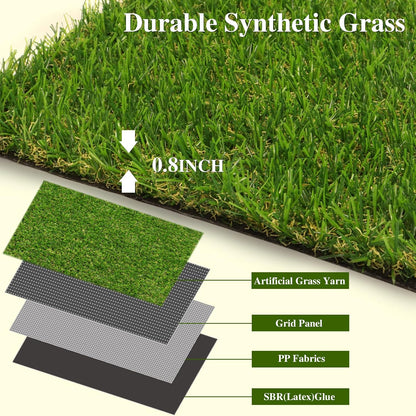 Artificial Grass 4 x 6 Ft, 0.8 inch Green Fake Grass Mat