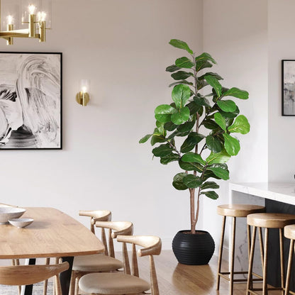Pertivery Artificial Fiddle Leaf Fig Tree 6ft, Large Faux Plant Fake Ficus lyrata Silk Trees with Pot for Indoor Outdoor House Living Room Office Home Decor