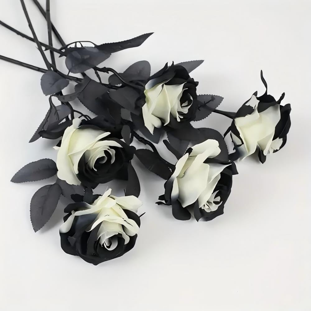 12 pcs Artificial Red Roses Flowers Long Stem Fake Silk Rose for Home Wendding Decorations(Red)