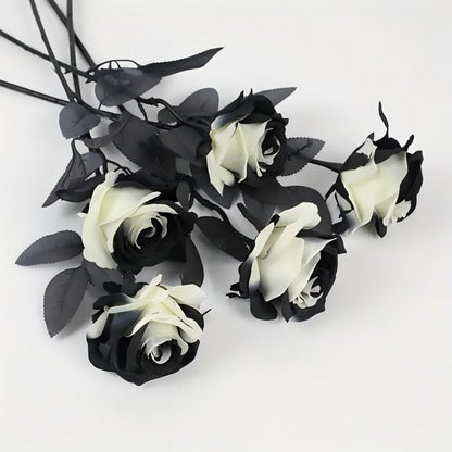 12 pcs Artificial Red Roses Flowers Long Stem Fake Silk Rose for Home Wendding Decorations(Red)