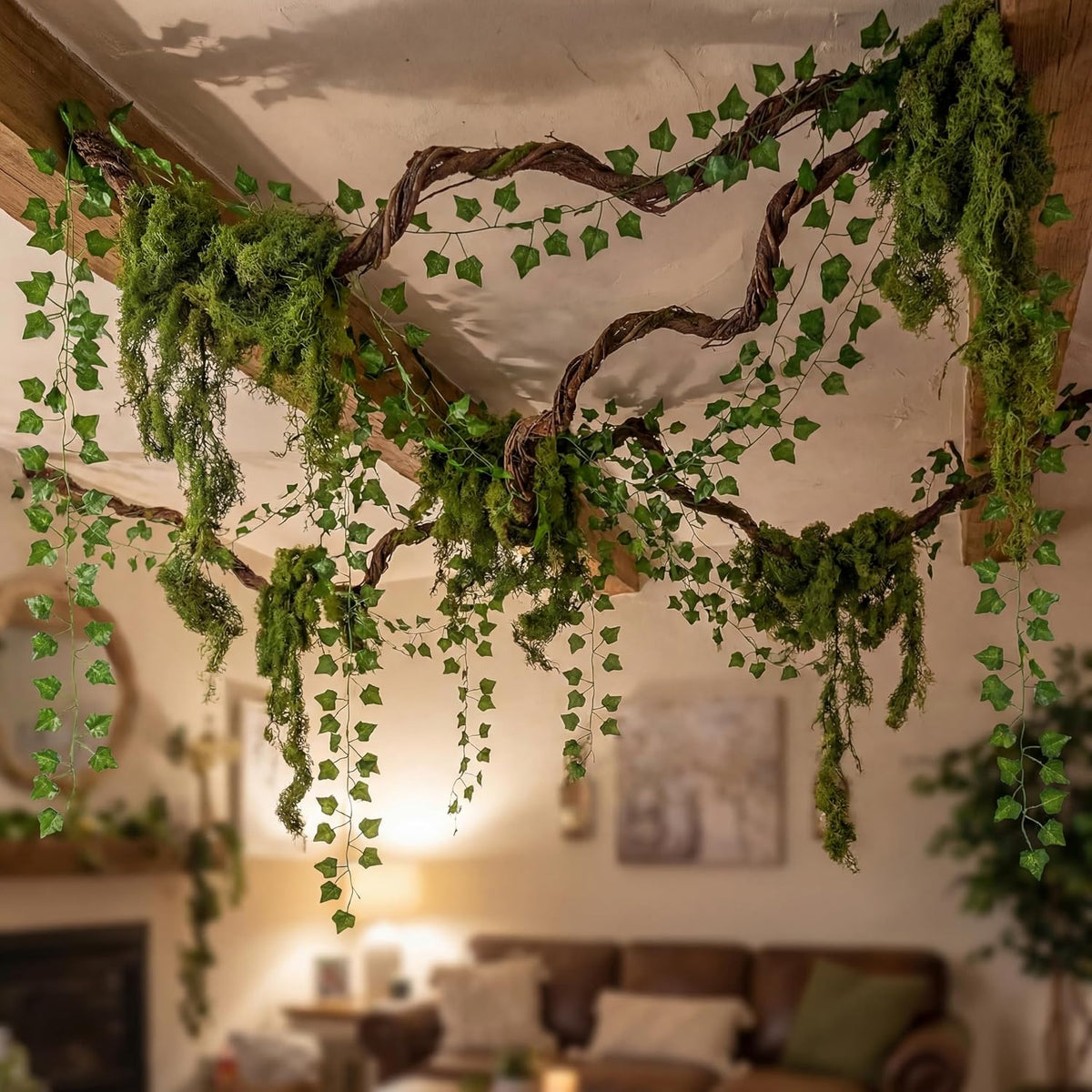 Jungle Theme Decoration Set 75 Inch Fake Tree Branches with Vines