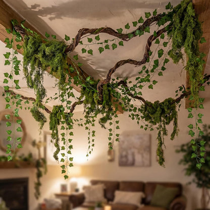 Jungle Theme Decoration Set 75 Inch Fake Tree Branches with Vines