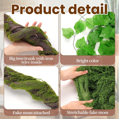Jungle Theme Decoration Set 75 Inch Fake Tree Branches with Vines