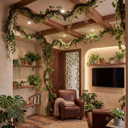 Jungle Theme Decoration Set 75 Inch Fake Tree Branches with Vines