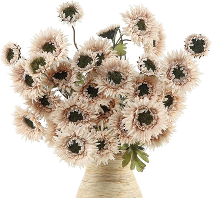 6Pcs Artificial Gerbera Daisies Flowers Fake Daisy Faux Flowers Bouquet Fake Daisy for Home Kitchen Living Room Bathroom Decor（Light Orange）
