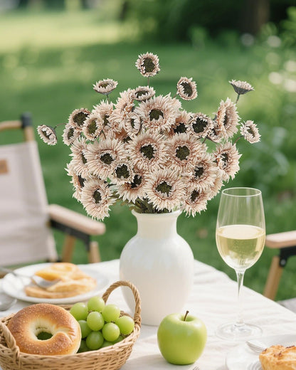 6Pcs Artificial Gerbera Daisies Flowers Fake Daisy Faux Flowers Bouquet Fake Daisy for Home Kitchen Living Room Bathroom Decor（Light Orange）