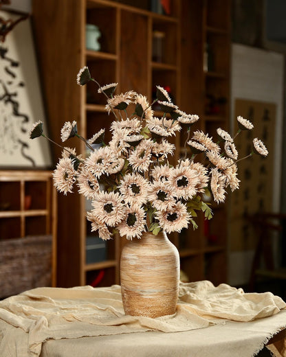 6Pcs Artificial Gerbera Daisies Flowers Fake Daisy Faux Flowers Bouquet Fake Daisy for Home Kitchen Living Room Bathroom Decor（Light Orange）