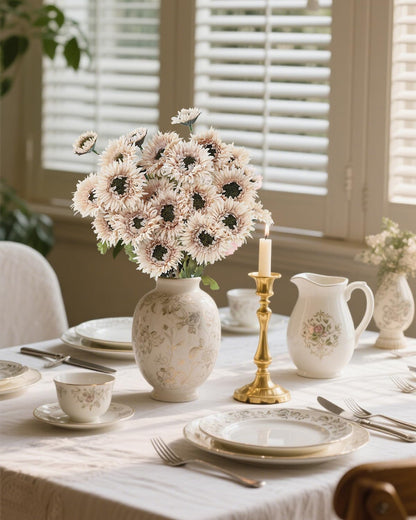 6Pcs Artificial Gerbera Daisies Flowers Fake Daisy Faux Flowers Bouquet Fake Daisy for Home Kitchen Living Room Bathroom Decor（Light Orange）