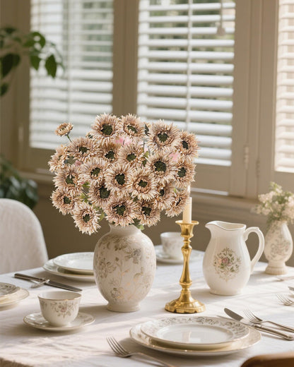 6Pcs Artificial Gerbera Daisies Flowers Fake Daisy Faux Flowers Bouquet Fake Daisy for Home Kitchen Living Room Bathroom Decor（Light Orange）