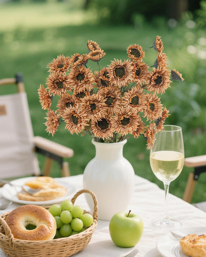6Pcs Artificial Gerbera Daisies Flowers Fake Daisy Faux Flowers Bouquet Fake Daisy for Home Kitchen Living Room Bathroom Decor（Light Orange）