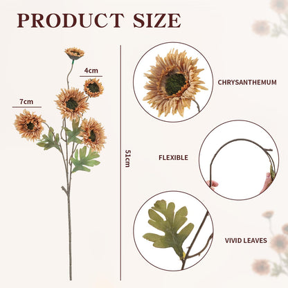 6Pcs Artificial Gerbera Daisies Flowers Fake Daisy Faux Flowers Bouquet Fake Daisy for Home Kitchen Living Room Bathroom Decor（Light Orange）