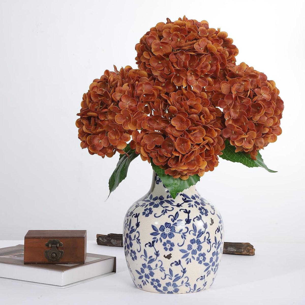 White Artificial Hydrangea Flowers, Real Touch Wedding Stems