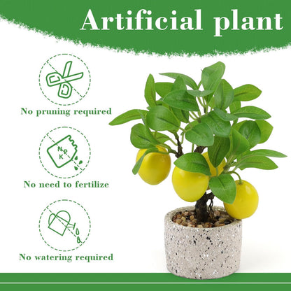 Faux Potted Plants Fake Yellow Lemon Tree Bonsai Table Decoration