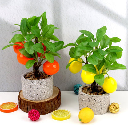 Faux Potted Plants Fake Yellow Lemon Tree Bonsai Table Decoration
