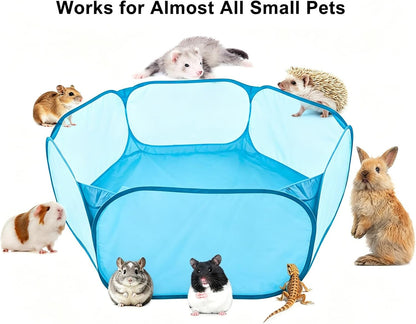 6-Sided Small Animal Playpen, Portable Steel Mesh Tent