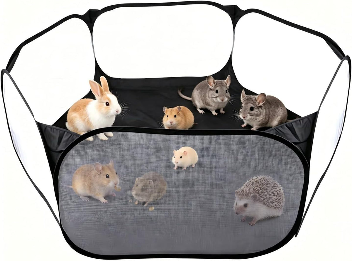 6-Sided Small Animal Playpen, Portable Steel Mesh Tent