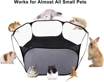 6-Sided Small Animal Playpen, Portable Steel Mesh Tent