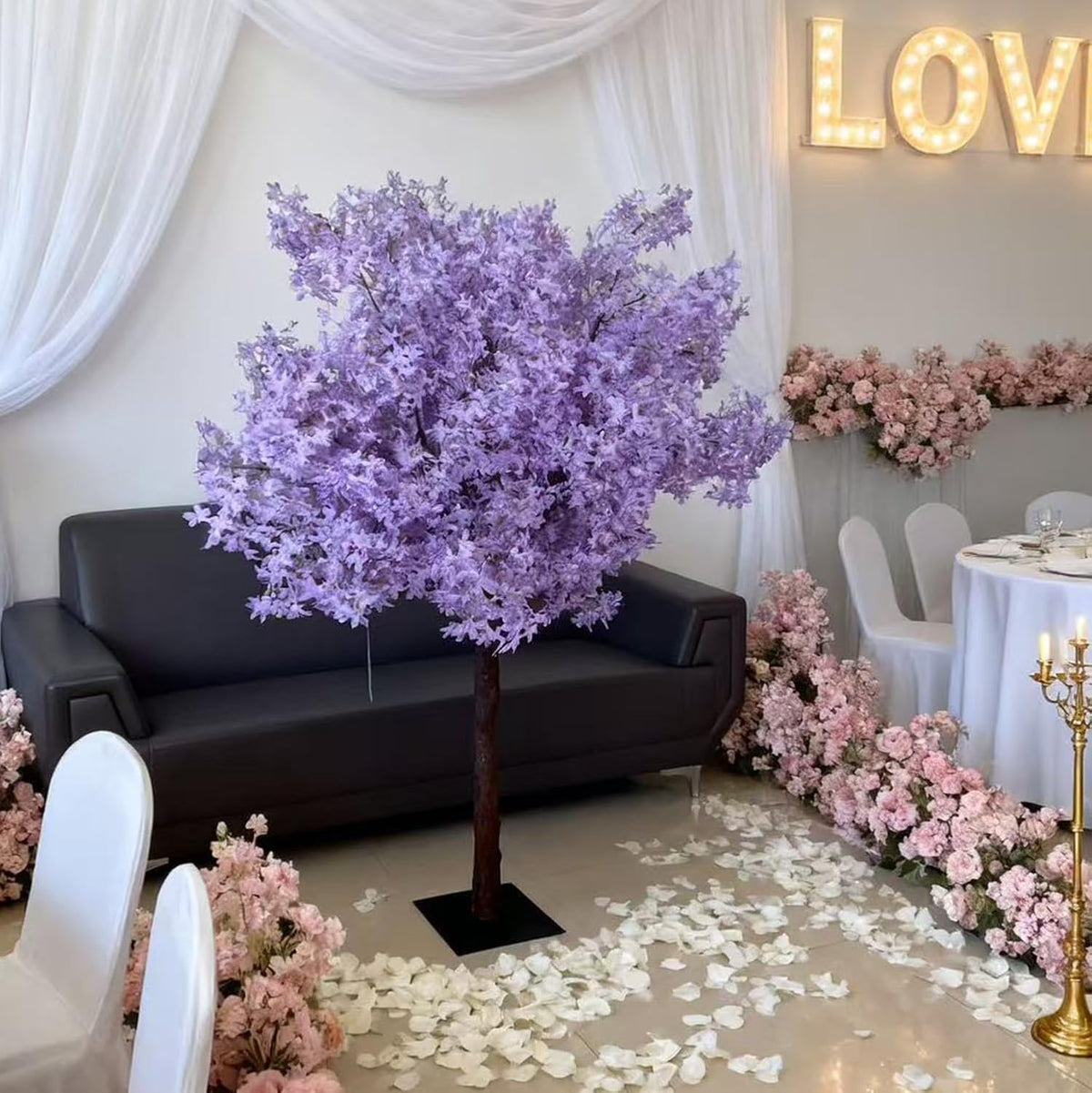 Artificial Cherry BlossomTrees Artificial Lilac Handmade Dark Purple Tree Indoor Outdoor Home Office Party Wedding (5.2FT Tall/1.6M)