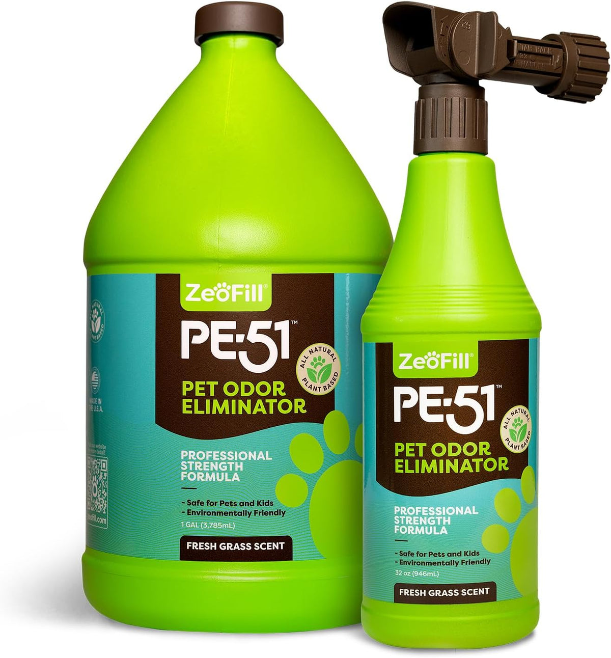 PE-51 Outdoor Odor Eliminator | Turf Cleaner for Pet Urine & Odors | 1 Gallon + 32oz Sprayer | Natural Enzyme Artificial Turf Cleaner & Yard Deodorizer | Synthetic Grass | Kennel | Patio