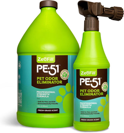 PE-51 Outdoor Odor Eliminator | Turf Cleaner for Pet Urine & Odors | 1 Gallon + 32oz Sprayer | Natural Enzyme Artificial Turf Cleaner & Yard Deodorizer | Synthetic Grass | Kennel | Patio