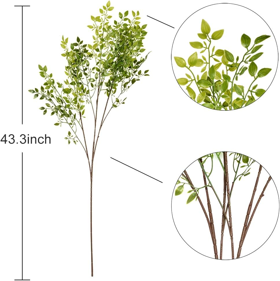 Stems Faux Branches for Vase 2PCS 43.3 inch Nandina Greenery Artificial Stems for Vase Leaf for Home Shop Garden Décor (2)