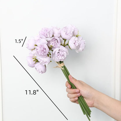 18Pcs Ranunculus Artificial Flower 11.8" Faux Silk Ranunculu Flowers,Purple