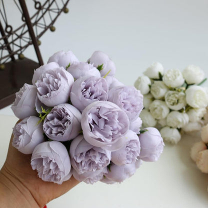 18Pcs Ranunculus Artificial Flower 11.8" Faux Silk Ranunculu Flowers,Purple