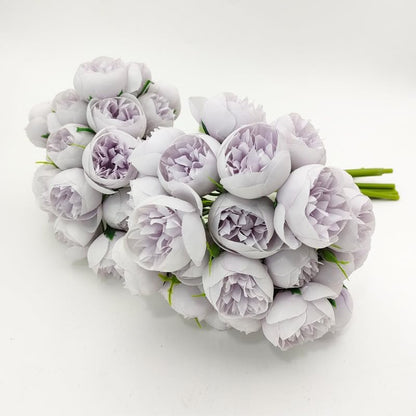 18Pcs Ranunculus Artificial Flower 11.8" Faux Silk Ranunculu Flowers,Purple