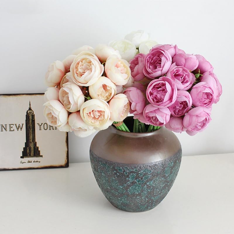 18Pcs Ranunculus Artificial Flower 11.8" Faux Silk Ranunculu Flowers,Purple