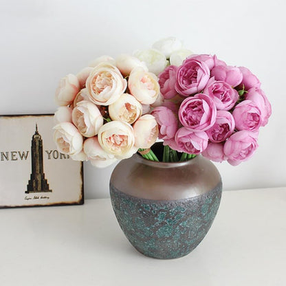 18Pcs Ranunculus Artificial Flower 11.8" Faux Silk Ranunculu Flowers,Purple