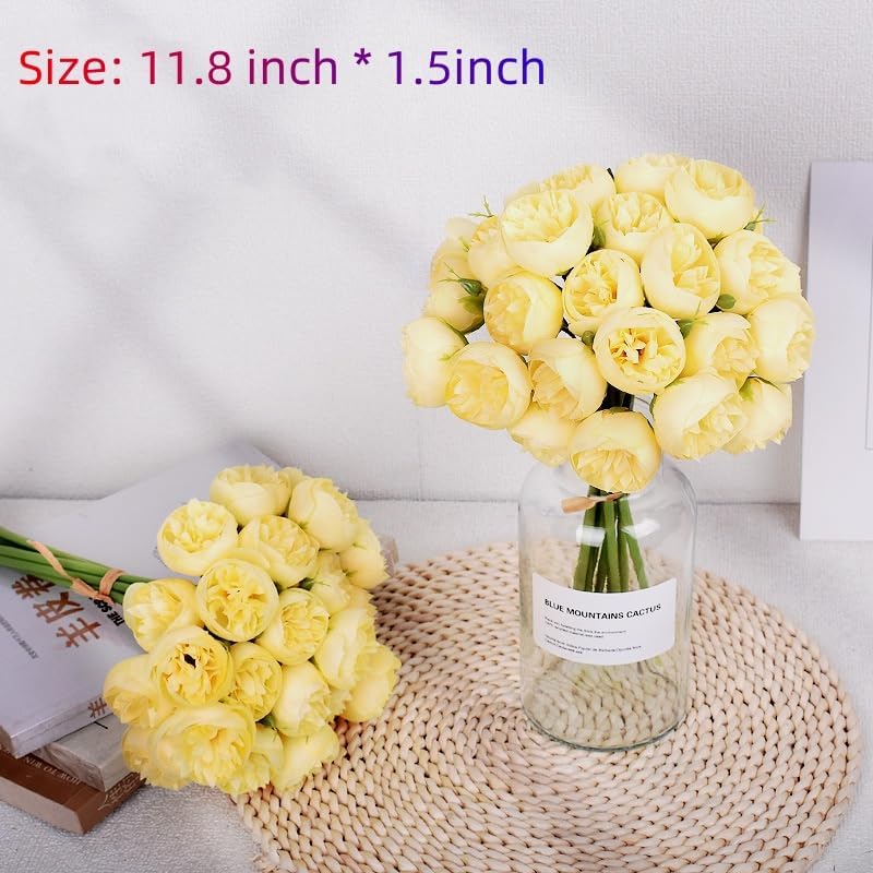 18Pcs Ranunculus Artificial Flower 11.8" Faux Silk Ranunculu Flowers,Purple